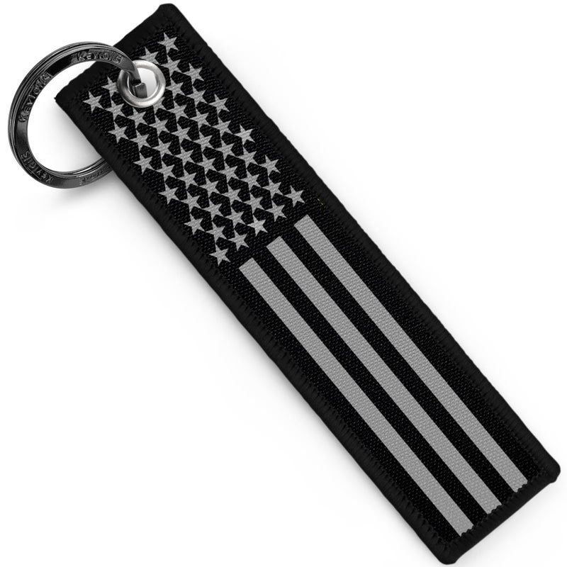 KEYTAILS Keychains, Premium Quality USA Flag Blackout Key Tag for Auto, Motorcycle, Backpacks, Gift - Image 1